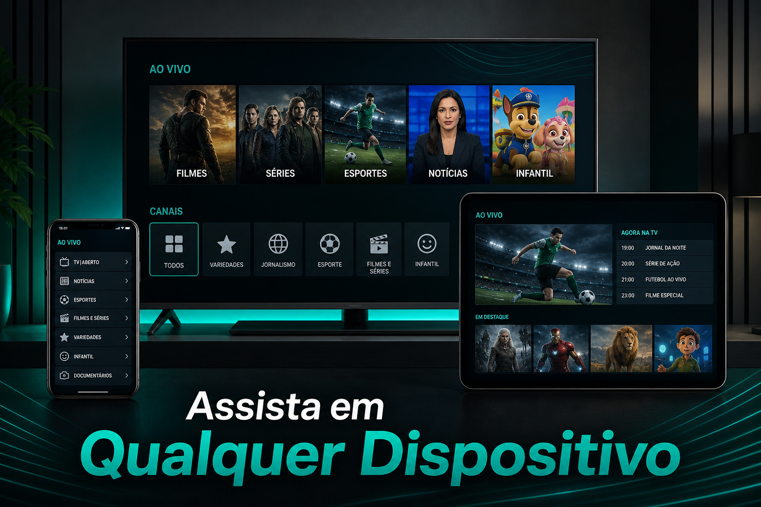 Assista em qualquer dispositivo com FAST PLAYER — TV, celular e tablet