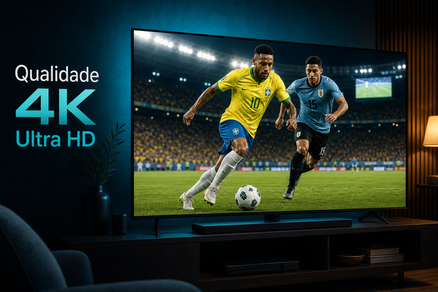 Qualidade 4K Ultra HD no FAST PLAYER — futebol ao vivo na Smart TV